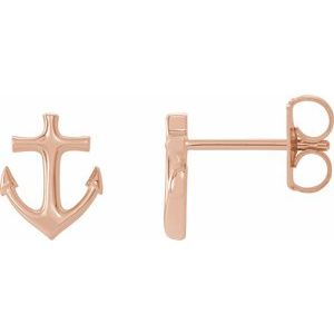 14K Rose Anchor Earrings