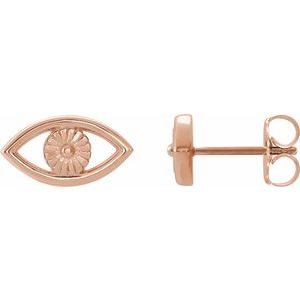 14K Rose Evil Eye Earrings