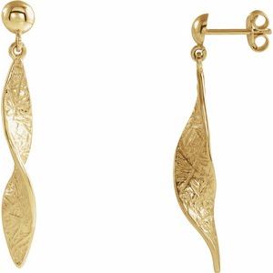 14K Yellow Twisted Dangle Earrings