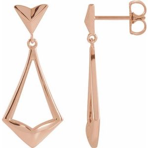 14K Rose Geometric Dangle Earrings