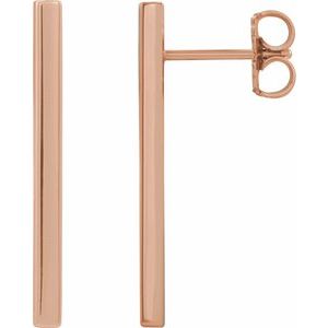 14K Rose Bar Earrings