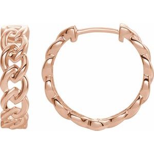 14K Rose Chain Link Hinged 19.6 mm Hoop Earrings