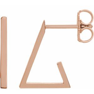 14K Rose Triangle 13.6 mm Hoop Earrings