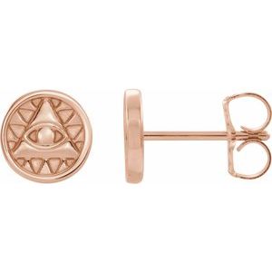 14K Rose Eye of Providence Earrings