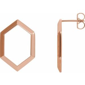 14K Rose Geometric Drop Earrings