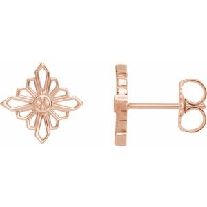 14K Rose Geometric Earrings