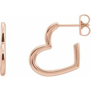 14K Rose Heart 15.9 mm Hoop Earrings