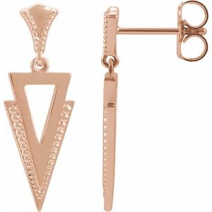 14K Rose Geometric Dangle Earrings