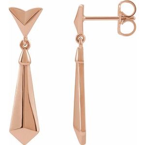 14K Rose Geometric Dangle Earrings