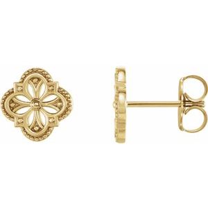 14K Yellow Vintage-Inspired Clover Earrings