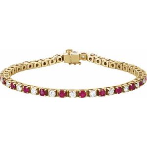 14K Yellow Natural Ruby & 2 1/3 CTW Natural Diamond Line 7" Bracelet