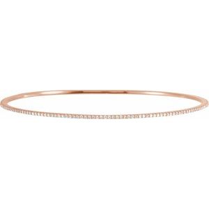 14K Rose 1 CTW Natural Diamond Stackable Bangle 8" Bracelet