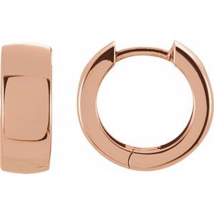 14K Rose 14 mm Hinged Hoop Earrings