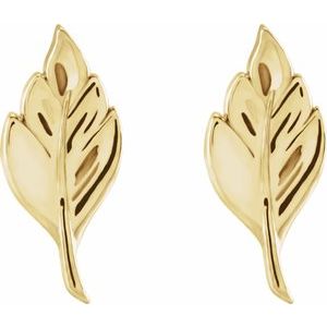 14K Yellow Leaf Earrings