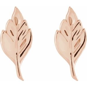 14K Rose Leaf Earrings