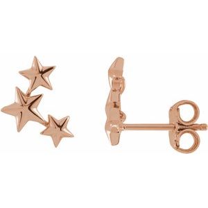 14K Rose Star Ear Climbers