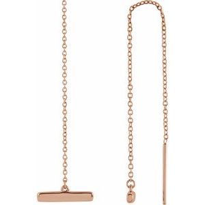 14K Rose Bar Chain Earrings