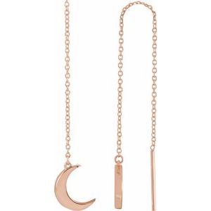 14K Rose Crescent Moon Chain Earrings