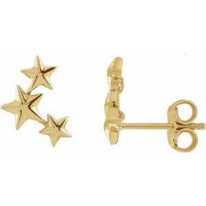 14K Yellow Star Ear Climbers