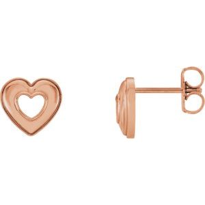 14K Rose 8.5x8 mm Heart Earrings