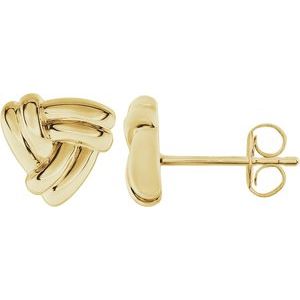 14K Yellow Triangle Knot Earrings