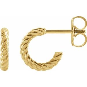 14K Yellow Rope 9 mm Hoop Earrings