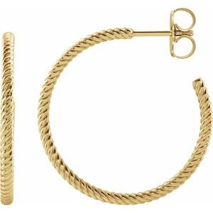 14K Yellow Rope 25 mm Hoop Earrings