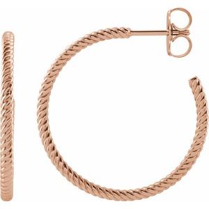 14K Rose Rope 25 mm Hoop Earrings