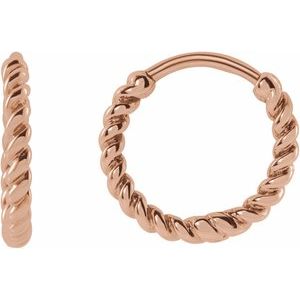 14K Rose Rope 11 mm Hoop Earrings