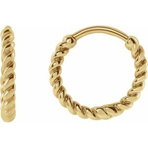 14K Yellow Rope 11 mm Hoop Earrings