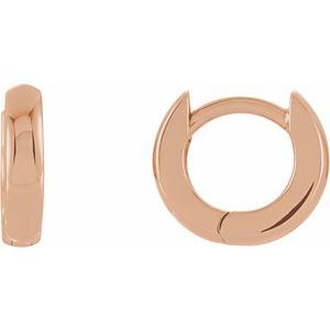 14K Rose 9.5 mm Hinged Hoop Earrings