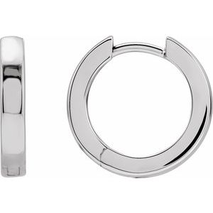 18K White Hinged 16 mm Hoop Earrings